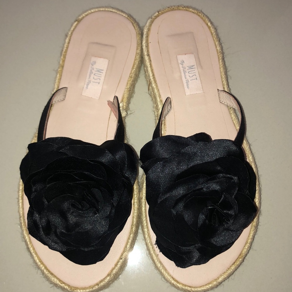 New Never used Hand Made Flower Espadrille Sandals